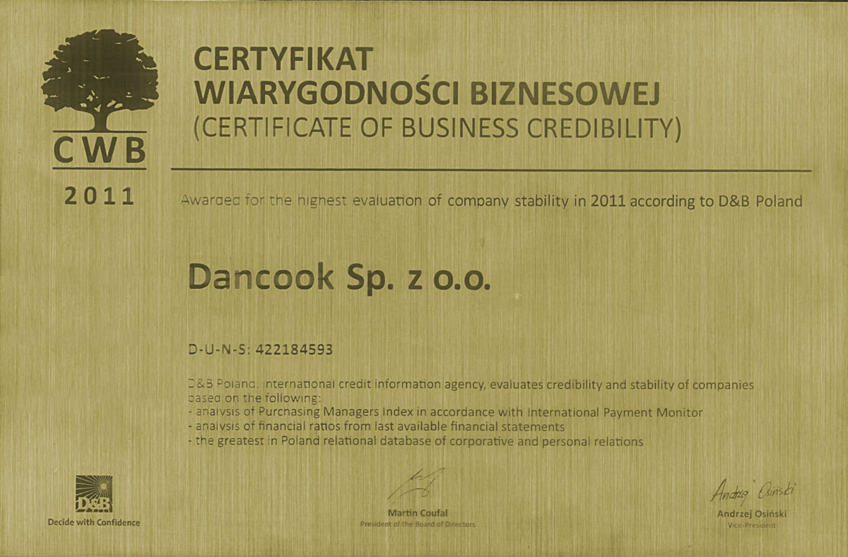 Certificate of Business Credibility